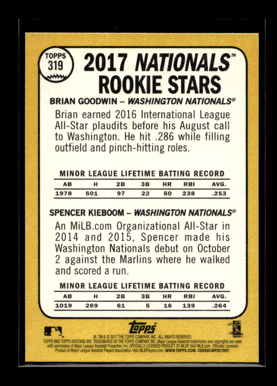 2017 Topps Heritage #319 Brian Goodwin RC/Spencer Kieboom Rookie (Washington Nationals)