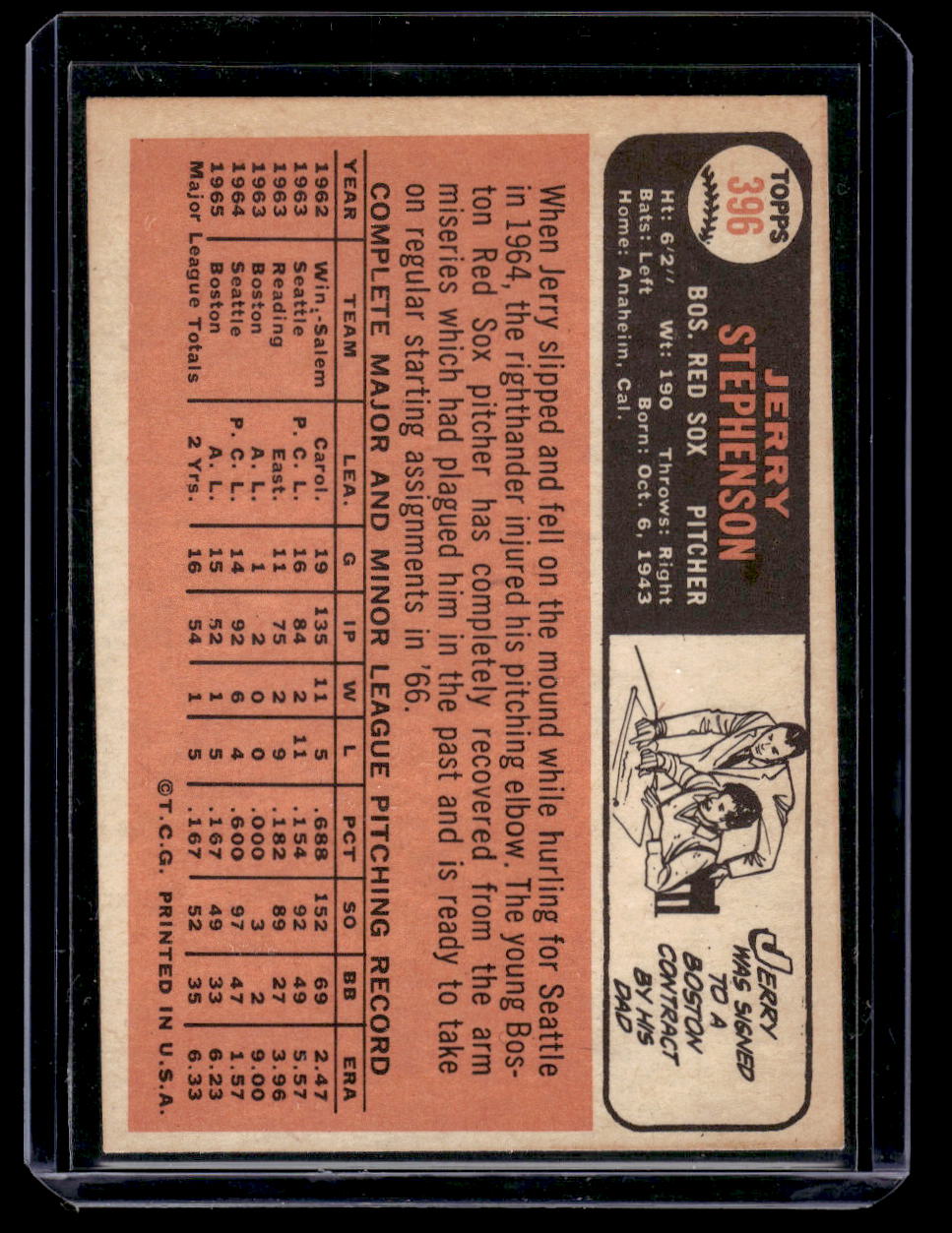 1966 Topps Jerry Stephenson #396 (Boston Red Sox)