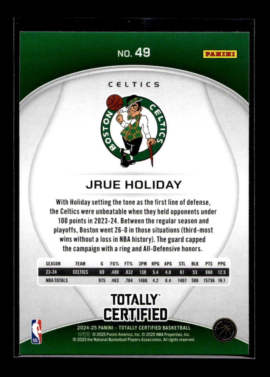 2024-25 Totally Certified Mirror Maroon #49 Jrue Holiday (Boston Celtics)