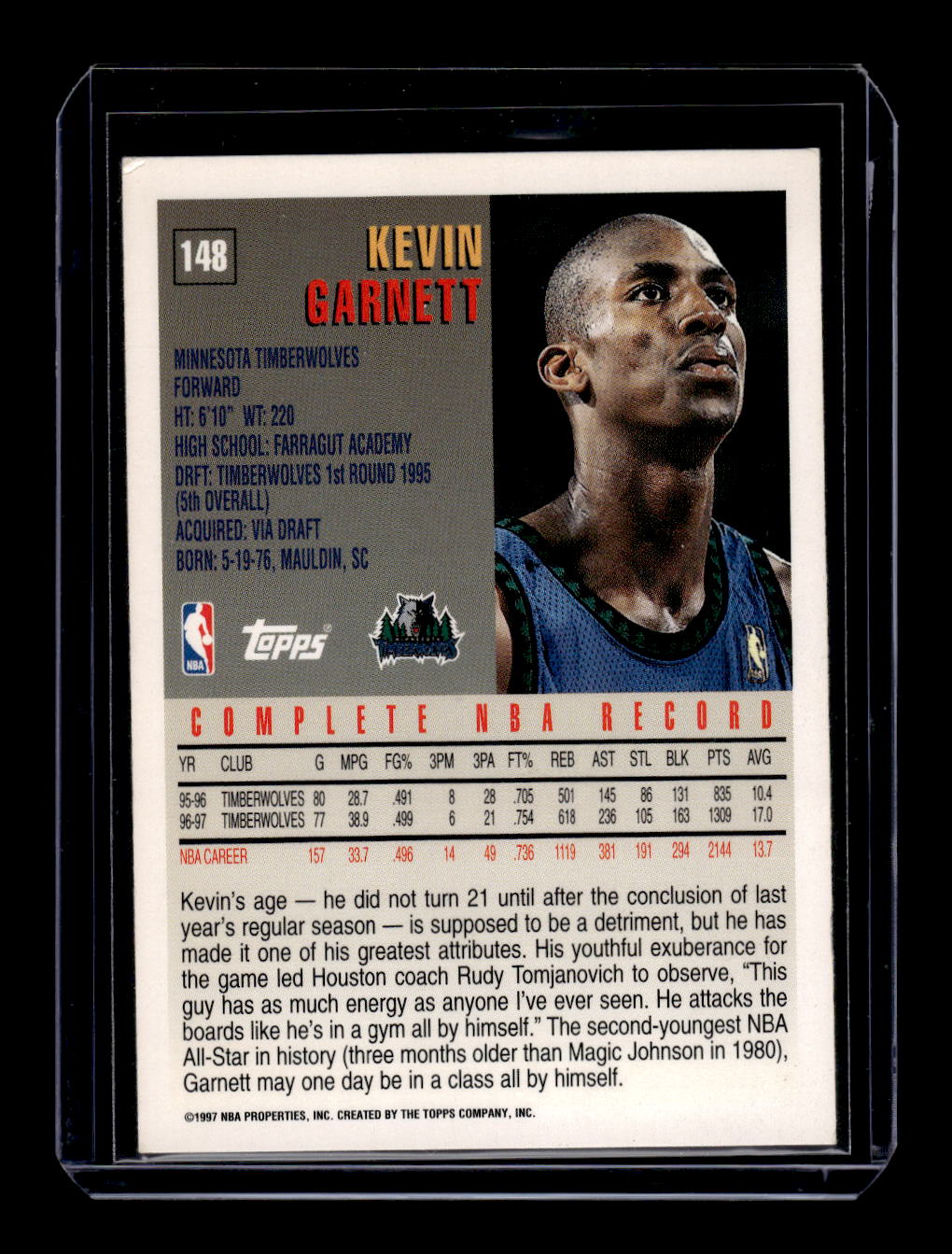 1997-98 Topps #148 Kevin Garnett (Minnesota Timberwolves)