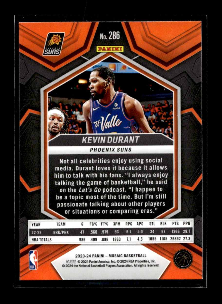 2023-24 Panini Mosaic #286 Kevin Durant/City Edition (Phoenix Suns)
