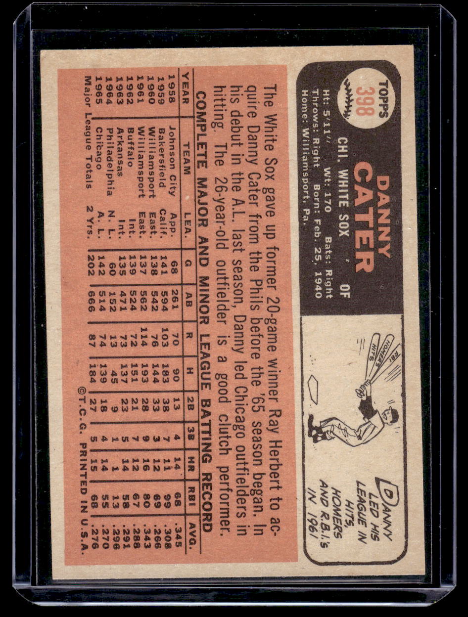 1966 Topps Danny Cater #398 (Chicago White Sox)