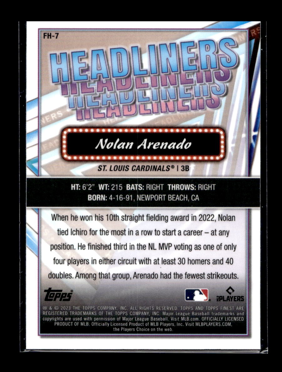 2023 Finest Finest Headliners #FH7 Nolan Arenado (St. Louis Cardinals)
