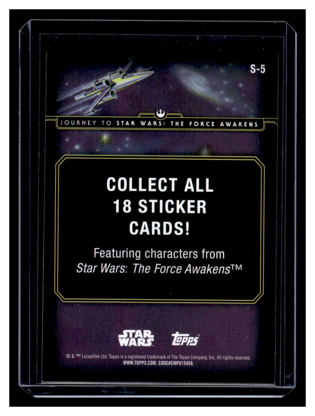 2015 Topps Star Wars Journey to The Force Awakens Stickers Finn #S-5