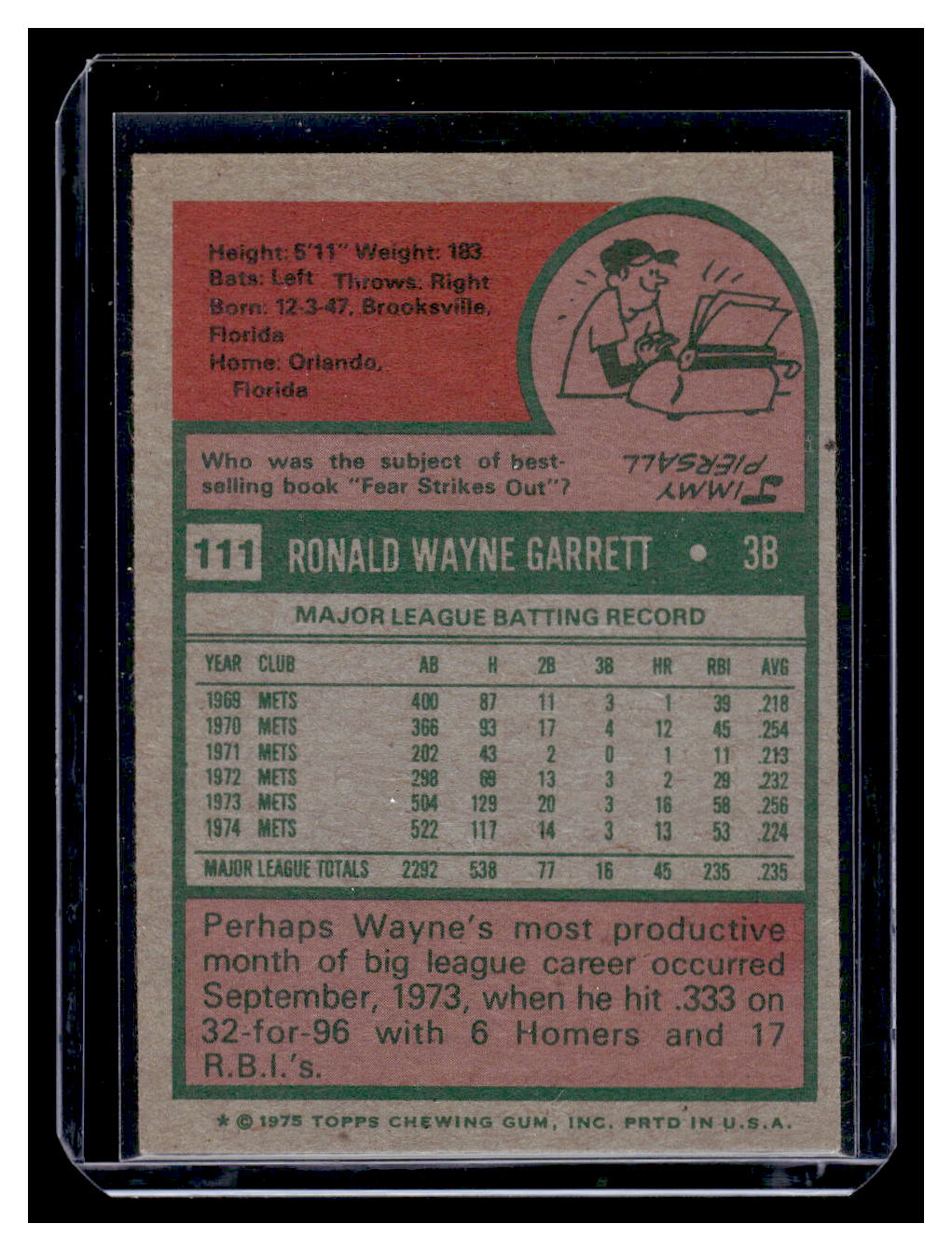1975 Topps #111 Wayne Garrett (New York Mets)
