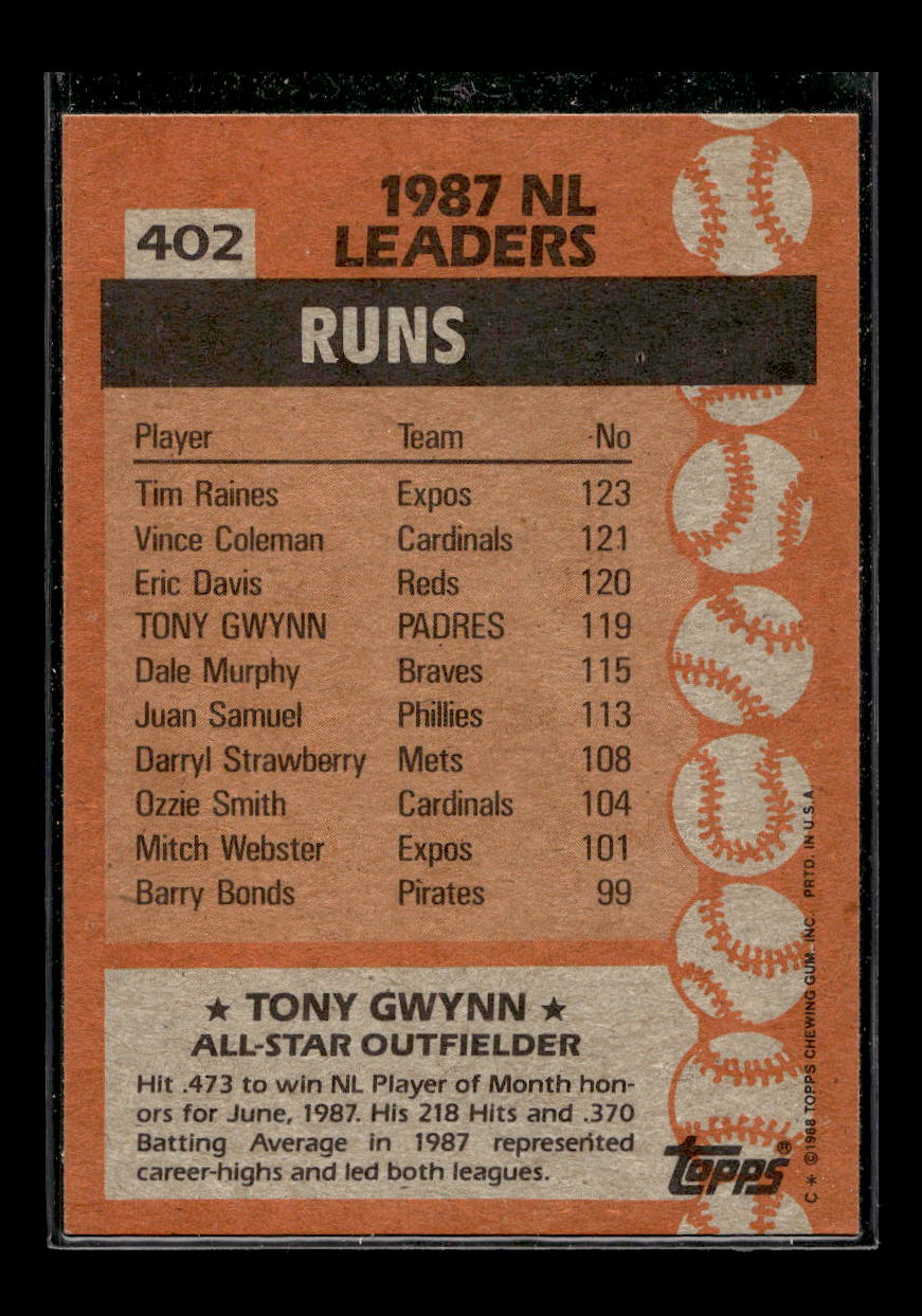 1988 Topps #402 Tony Gwynn AS (San Diego Padres)