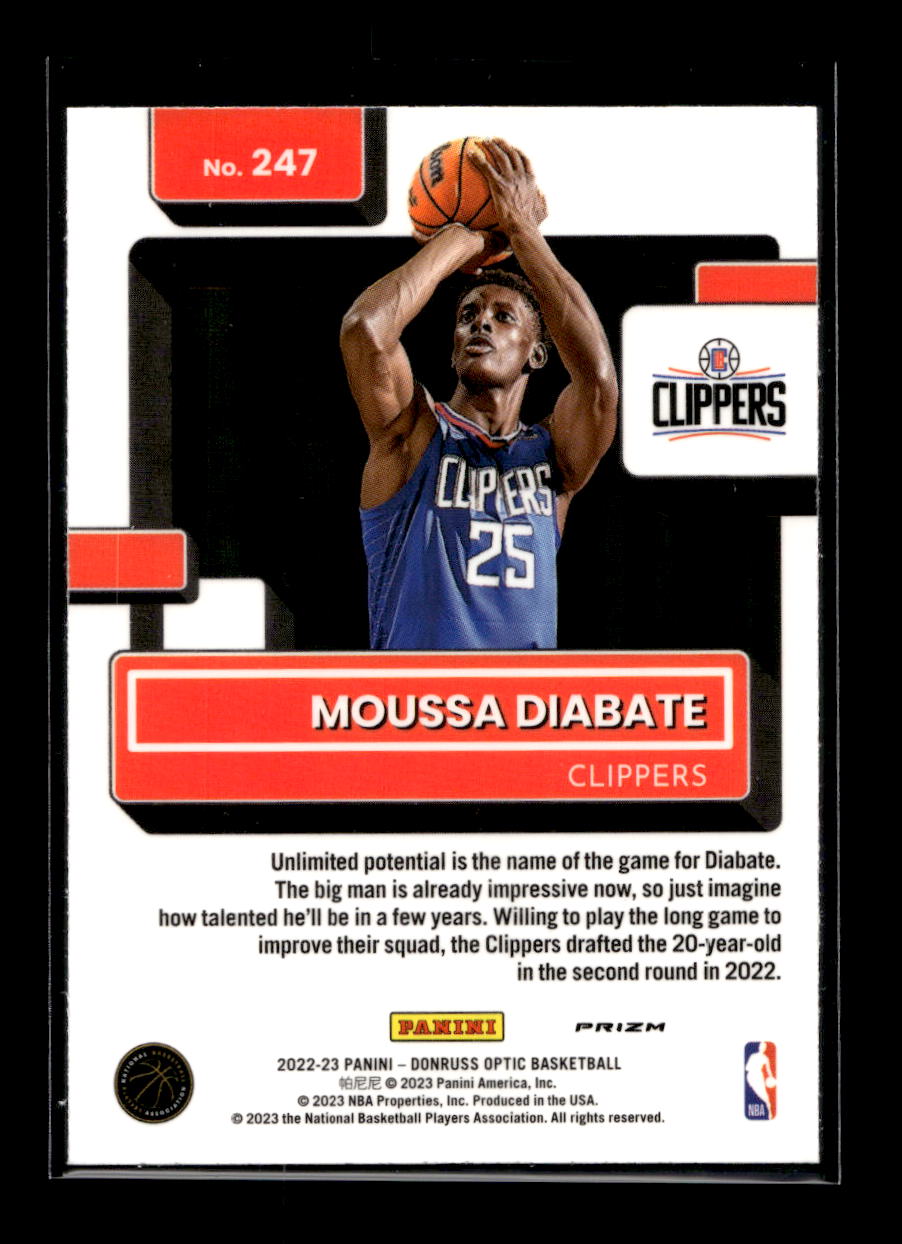 2022-23 Donruss Optic Purple #247 Moussa Diabate Rated Rookie (Los Angeles Clippers)