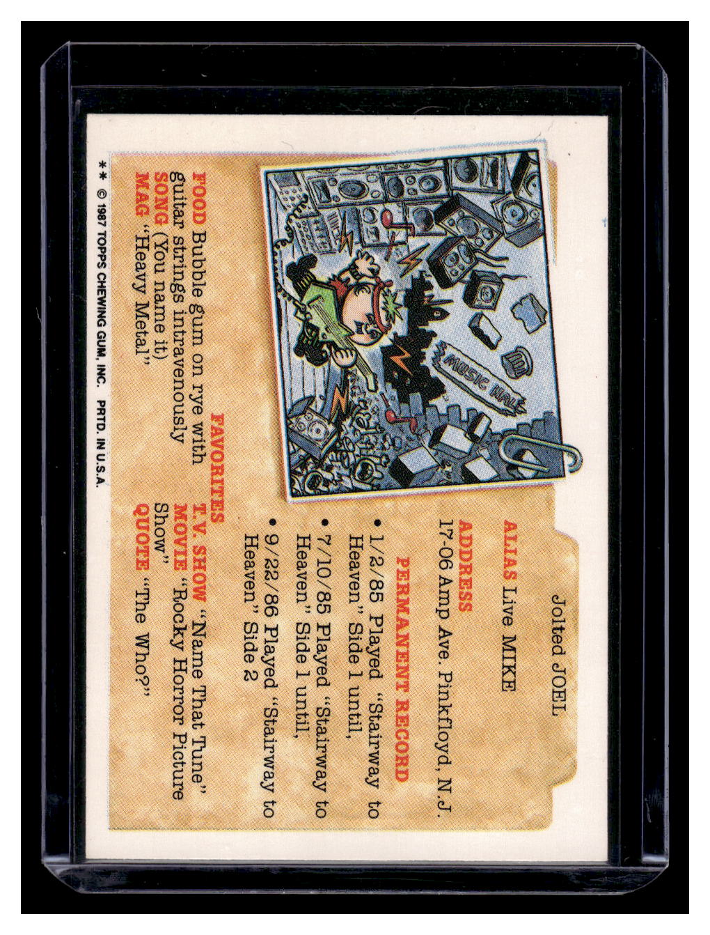 1987 Topps Garbage Pail Kids Miles Smiles 278b