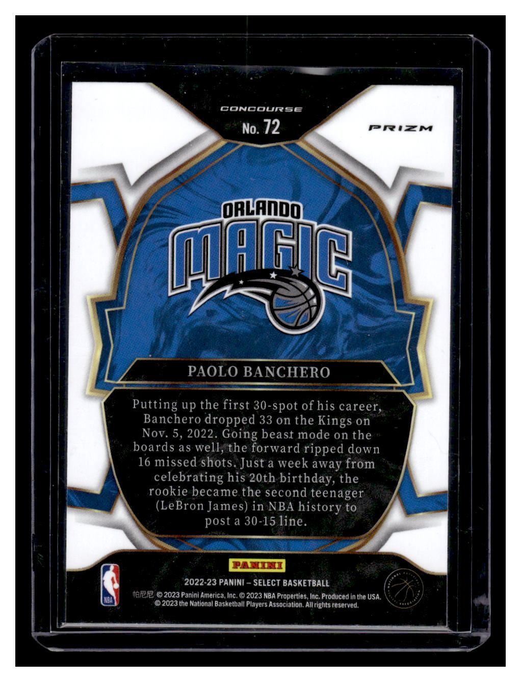2022-23 Panini Select #72 "Red Cracked Ice Prizm" Paolo Banchero (Orlando Magic)