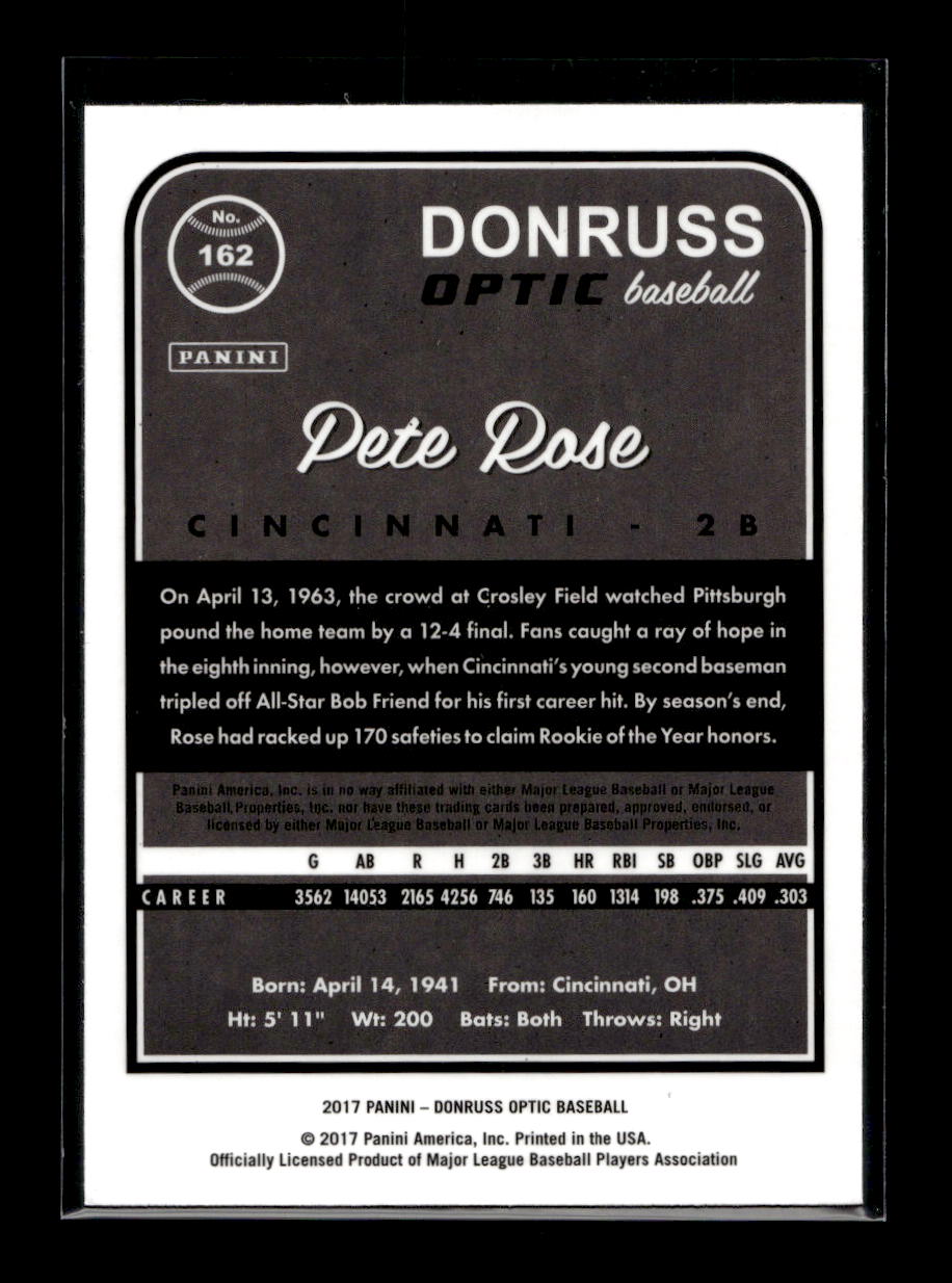 2017 Donruss Optic #162 Pete Rose (Cincinnati Reds)