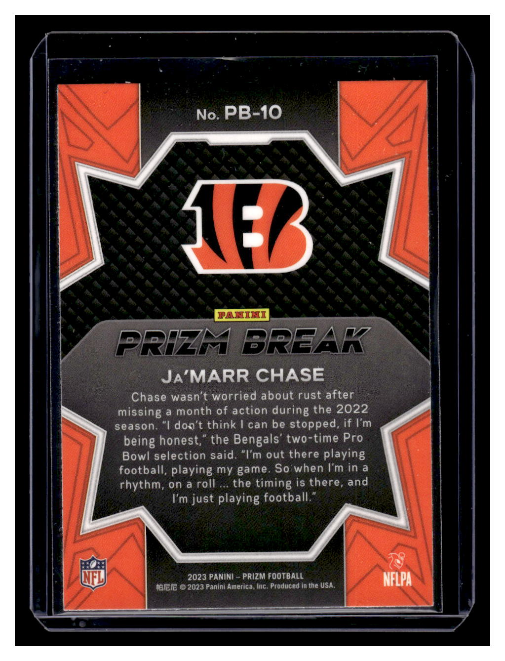 2023 Panini Prizm #PB-10 "Prizm Break Silver Insert" Ja'Marr Chase ( Cincinnati Bengals)