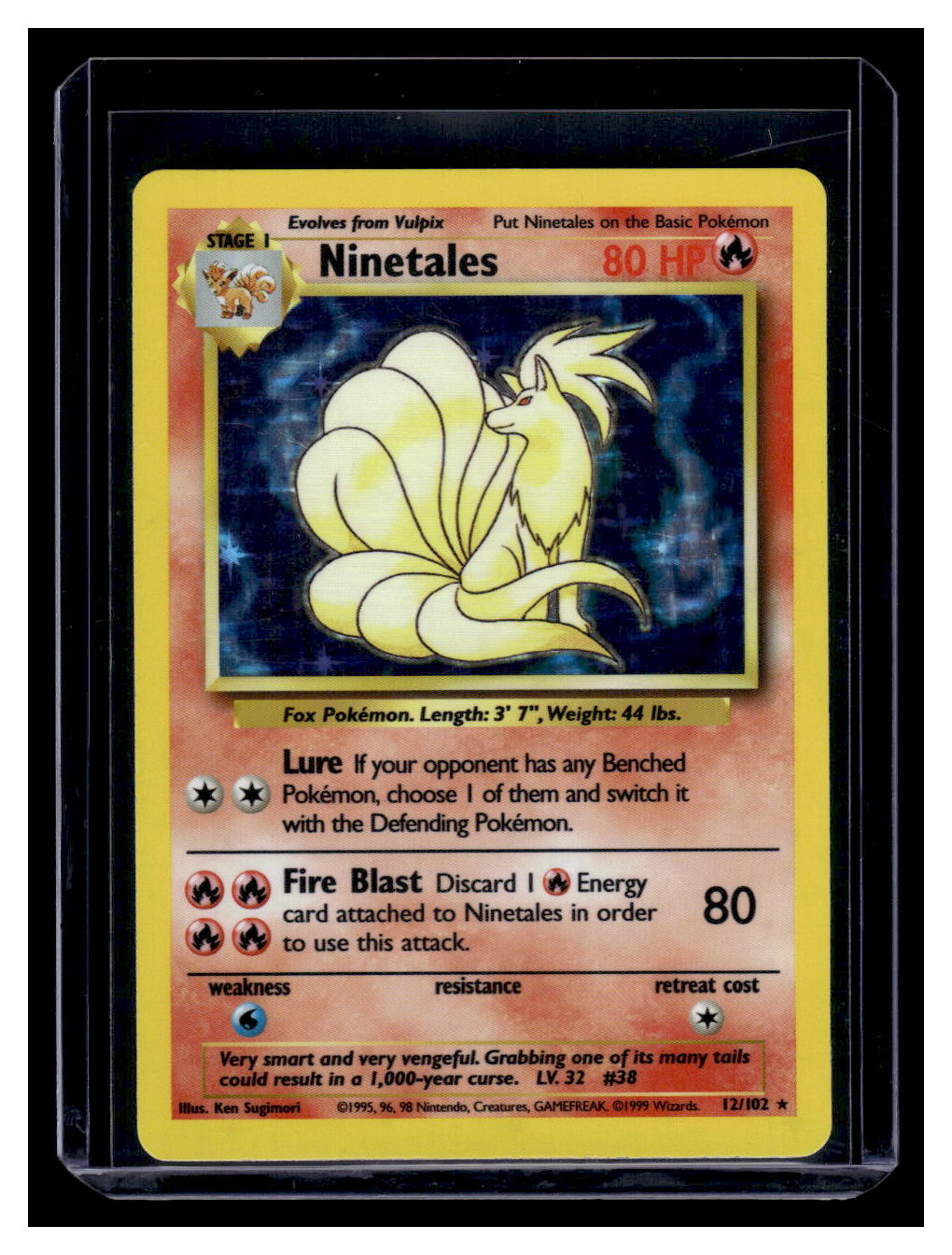 1999 Pokemon Base Unlimited (Shadow) Holo Ninetales #12