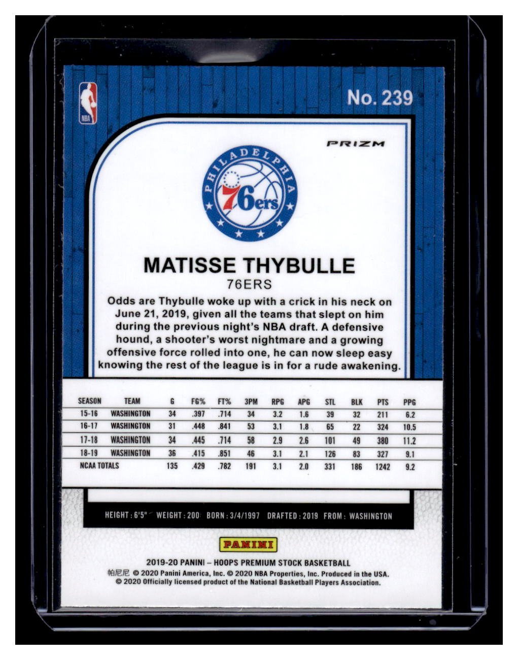 2019-20 NBA Hoops "Prizm Flash" #239 Matisse Thybulle (Philadelphia 76ers)