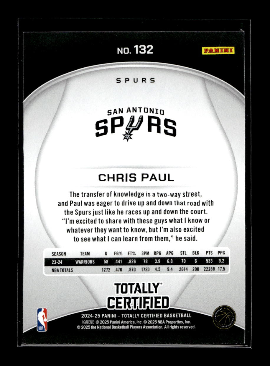 2024-25 Totally Certified #132 Chris Paul (San Antonio Spurs)