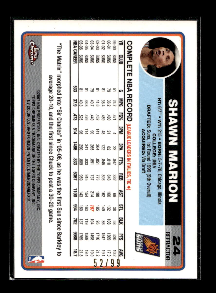 2006-07 Topps Chrome Refractors #24 Shawn Marion (Phoenix Suns)