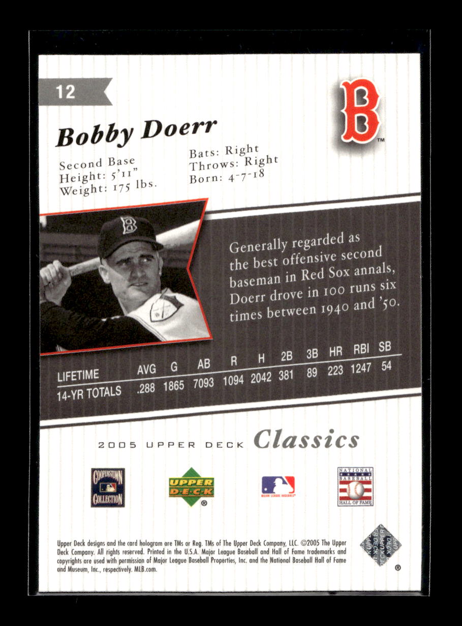 2005 Upper Deck Classics #12 Bobby Doerr (Boston Red Sox)