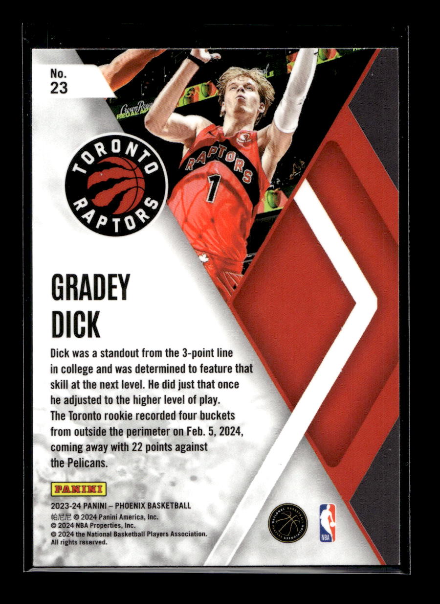 2023-24 Panini Phoenix Instant Phenom Phoenix Blue Ice #23 Gradey Dick (Toronto Raptors)