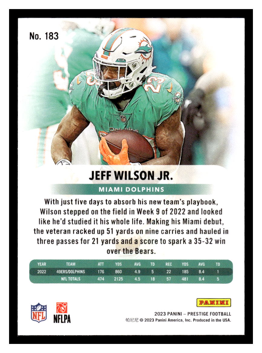 2023 Panini Prestige #183 Jeff Wilson jr. (Miami Dolphins)