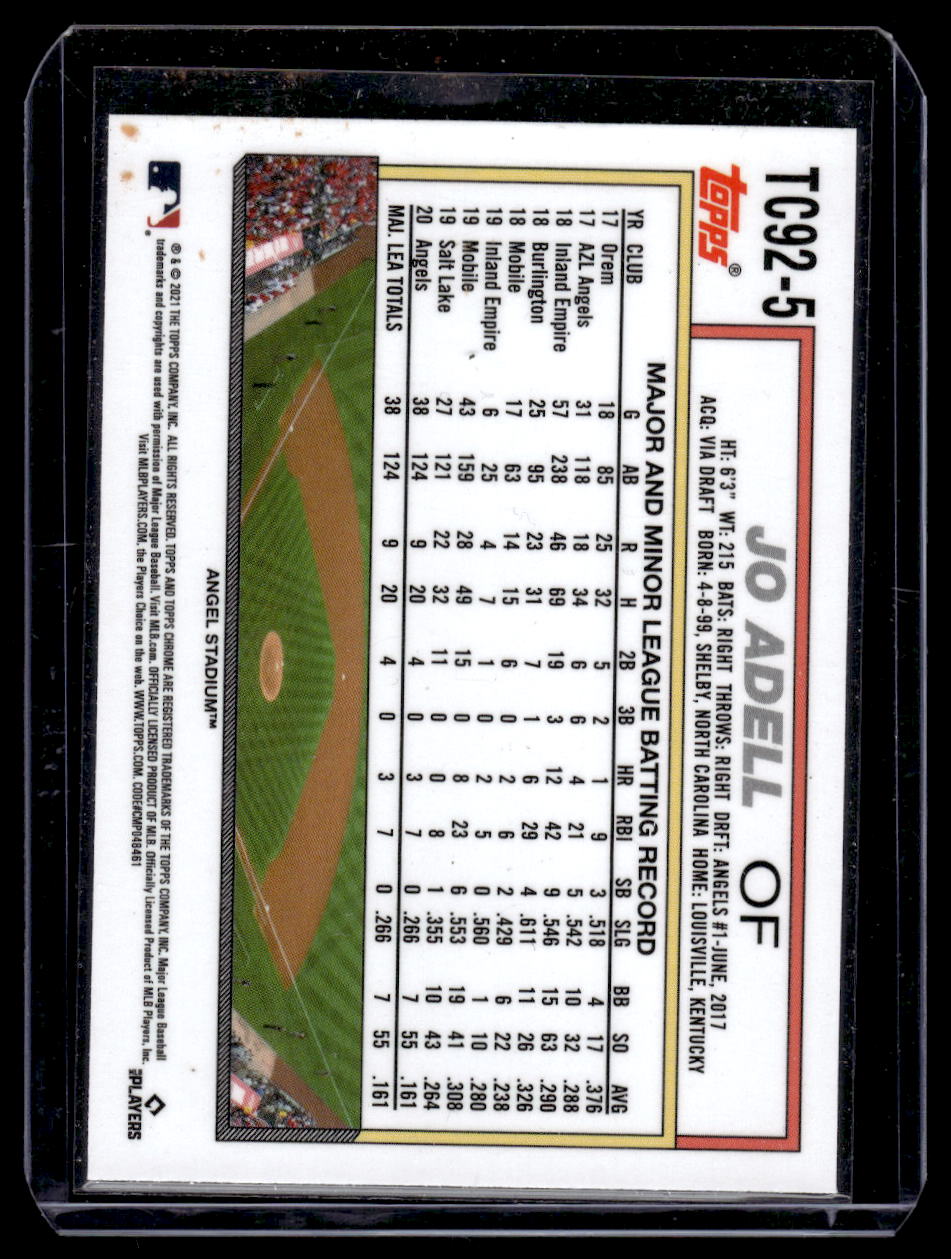 2021 Topps Update 1992 Topps Redux Chrome Rookie #TC92-5 Jo Adell (Los Angeles Angels)