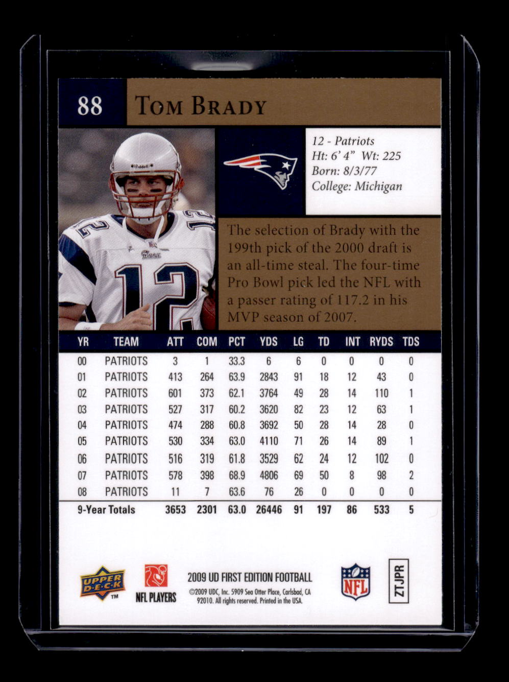 2009 Upper Deck First Edition #88 Tom Brady (New England Patriots)
