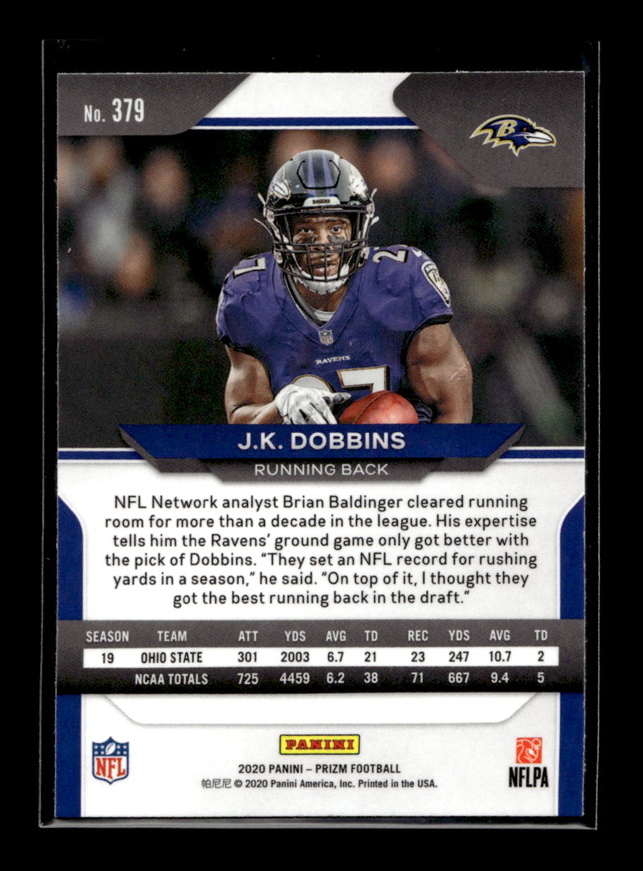 2020 Panini Prizm #379A J.K. Dobbins Rookie (Baltimore Ravens)