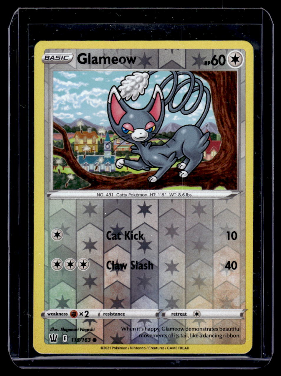 2021 Pokemon Battle Styles Glameow Reverse Holo Card #115 2021 Pokemon Battle Styles Glameow Reverse Holo Card #115