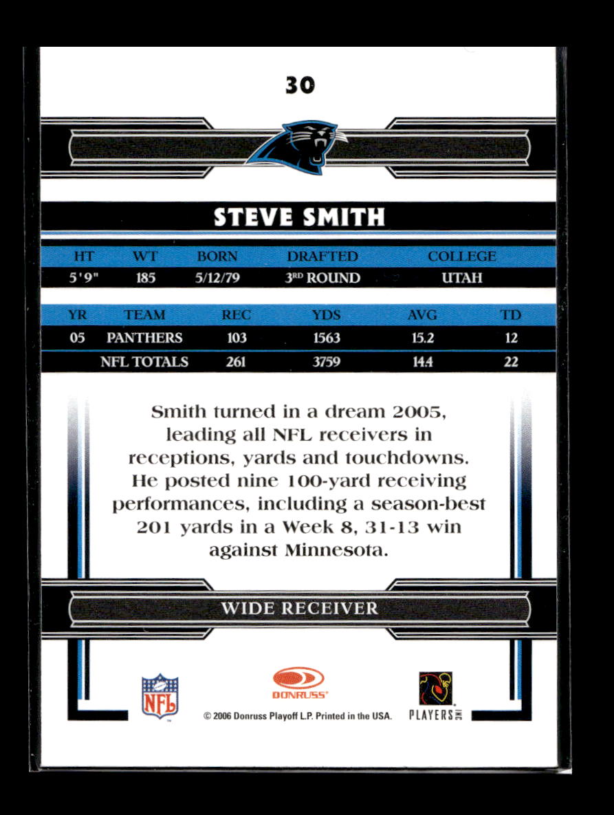 2006 Donruss Threads #30 Steve Smith (Carolina Panthers)
