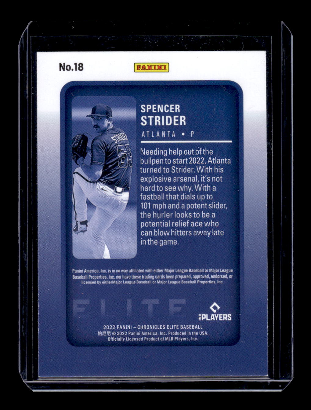 2022 Panini Chronicles Elite #18 Spencer Strider RC Rookie (Atlanta Braves)