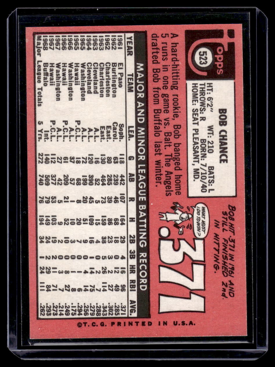 1969 Topps Bob Chance #523 (Los Angeles Angels)
