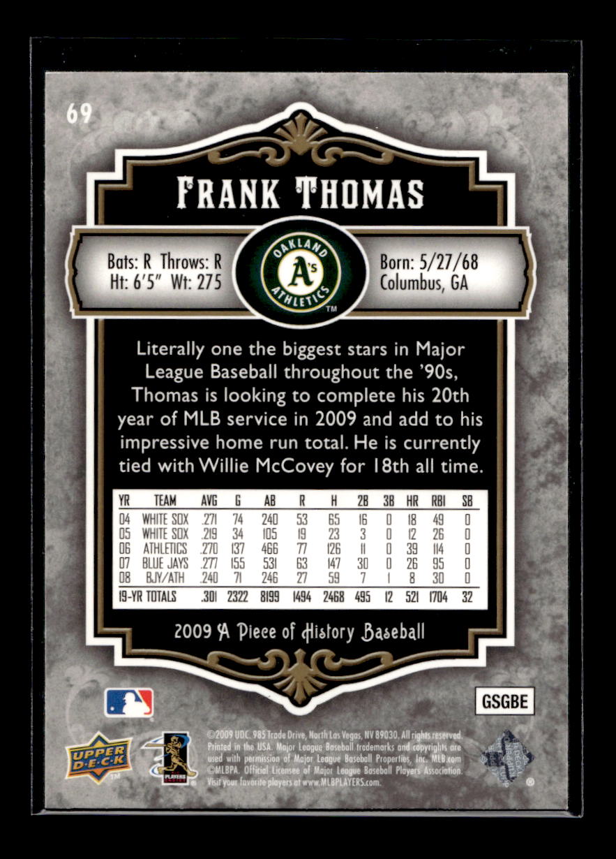 2009 UD A Piece of History #69 Frank Thomas (Oakland Athletics)