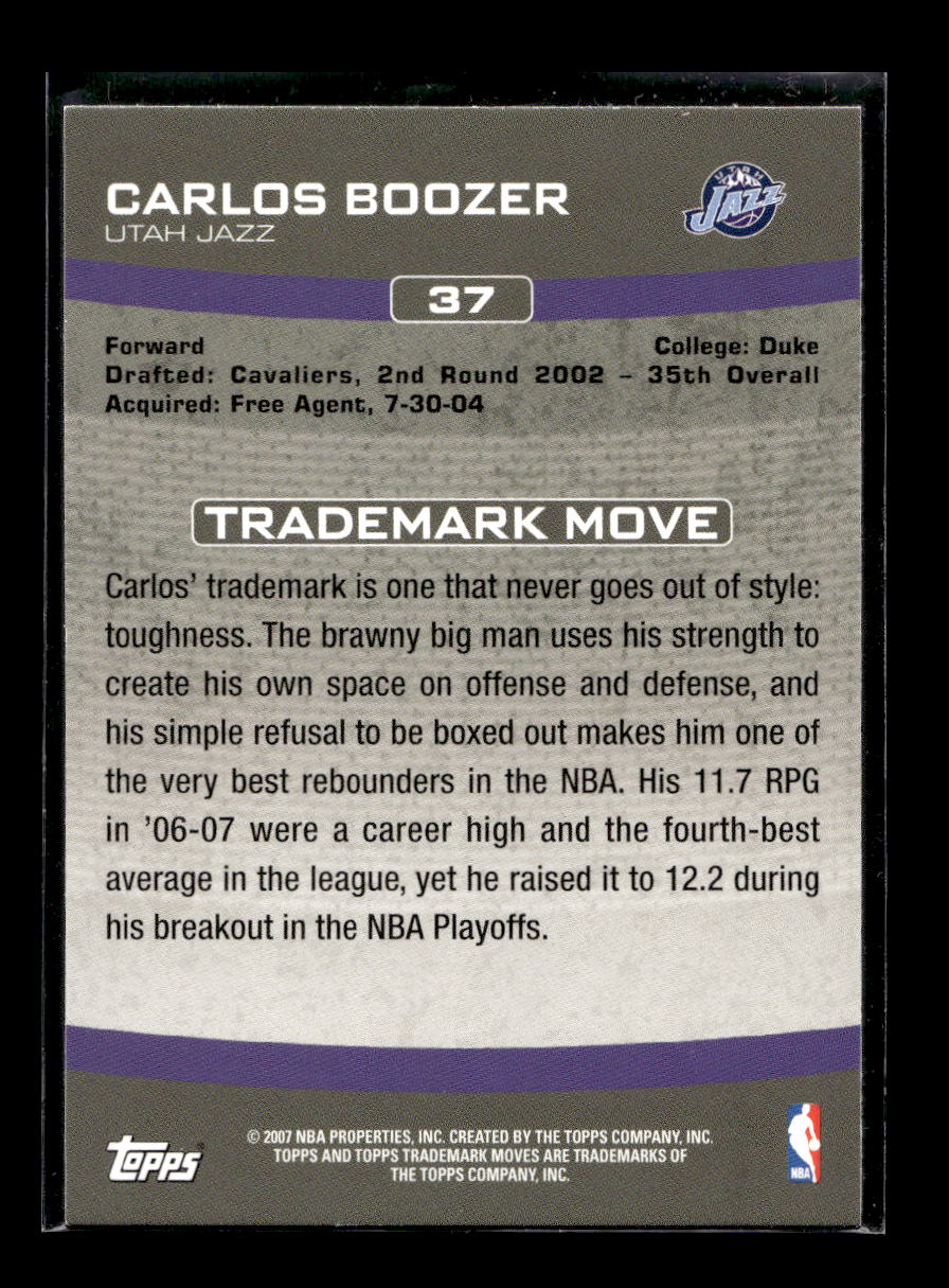 2007-08 Topps Trademark Moves #37 Carlos Boozer (Utah Jazz)