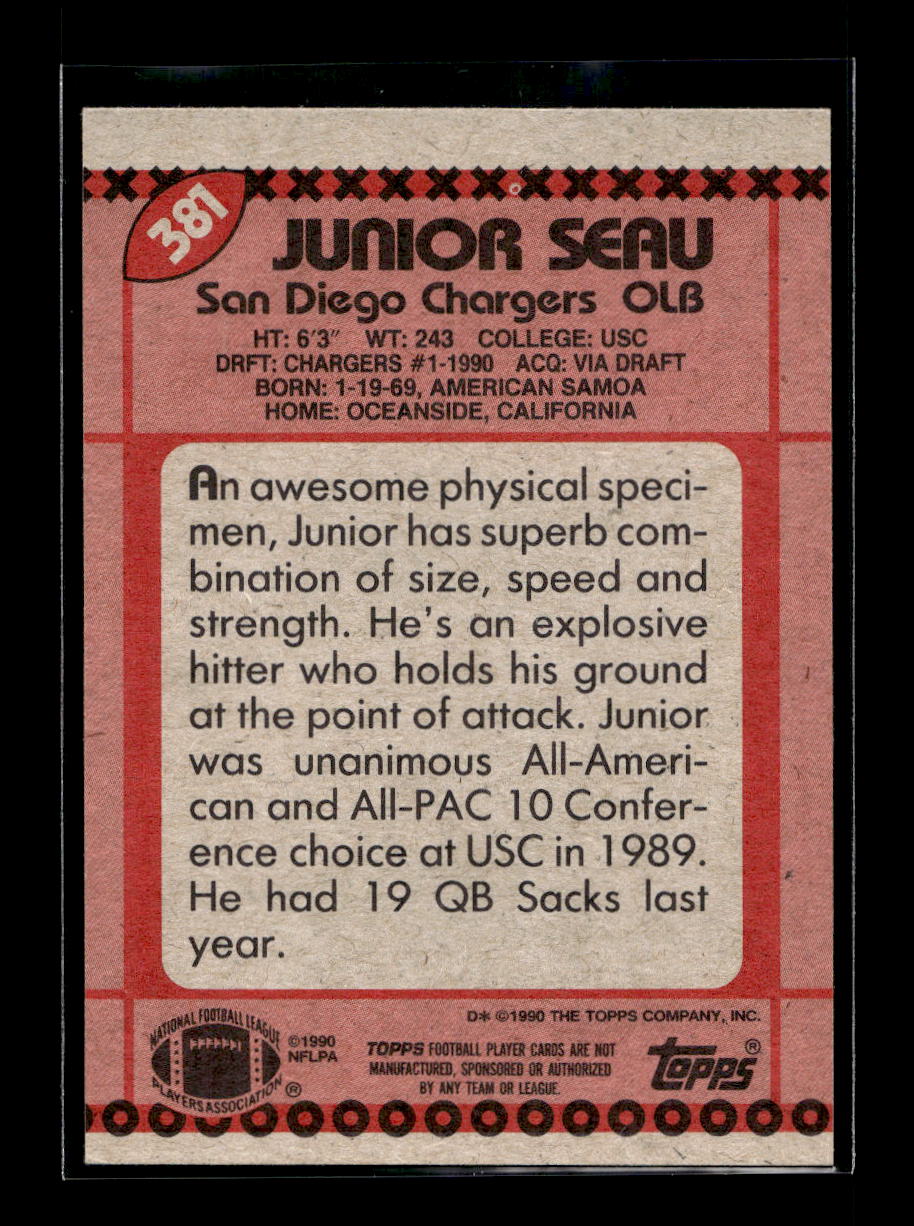 1990 Topps #381 Junior Seau Rookie (San Diego Chargers)