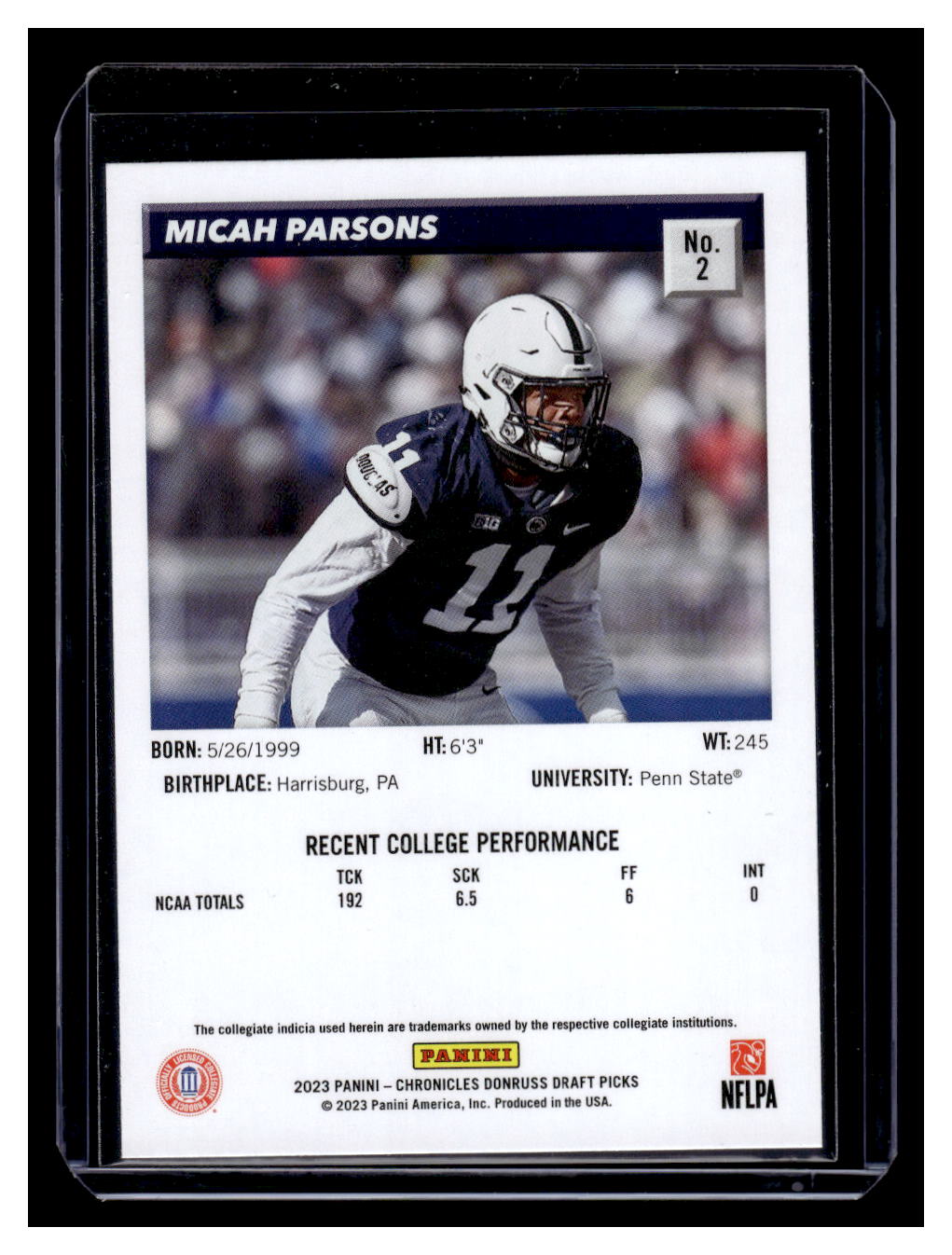 2021 Panini Chronicles Draft Picks Donruss Retro #27 Micah Parsons (Penn State)