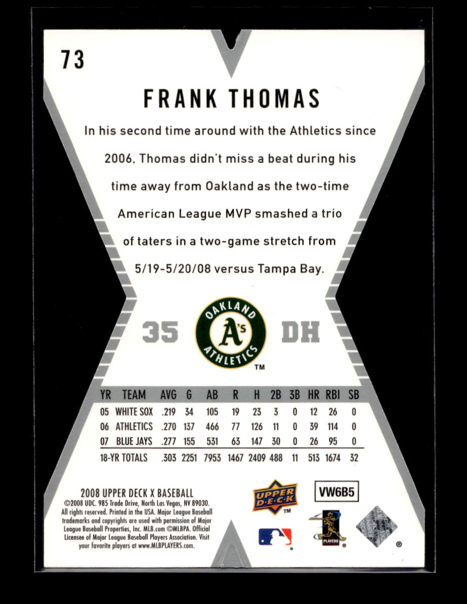 2008 Upper Deck X Die Cut #73 Frank Thomas (Oakland Athletics)