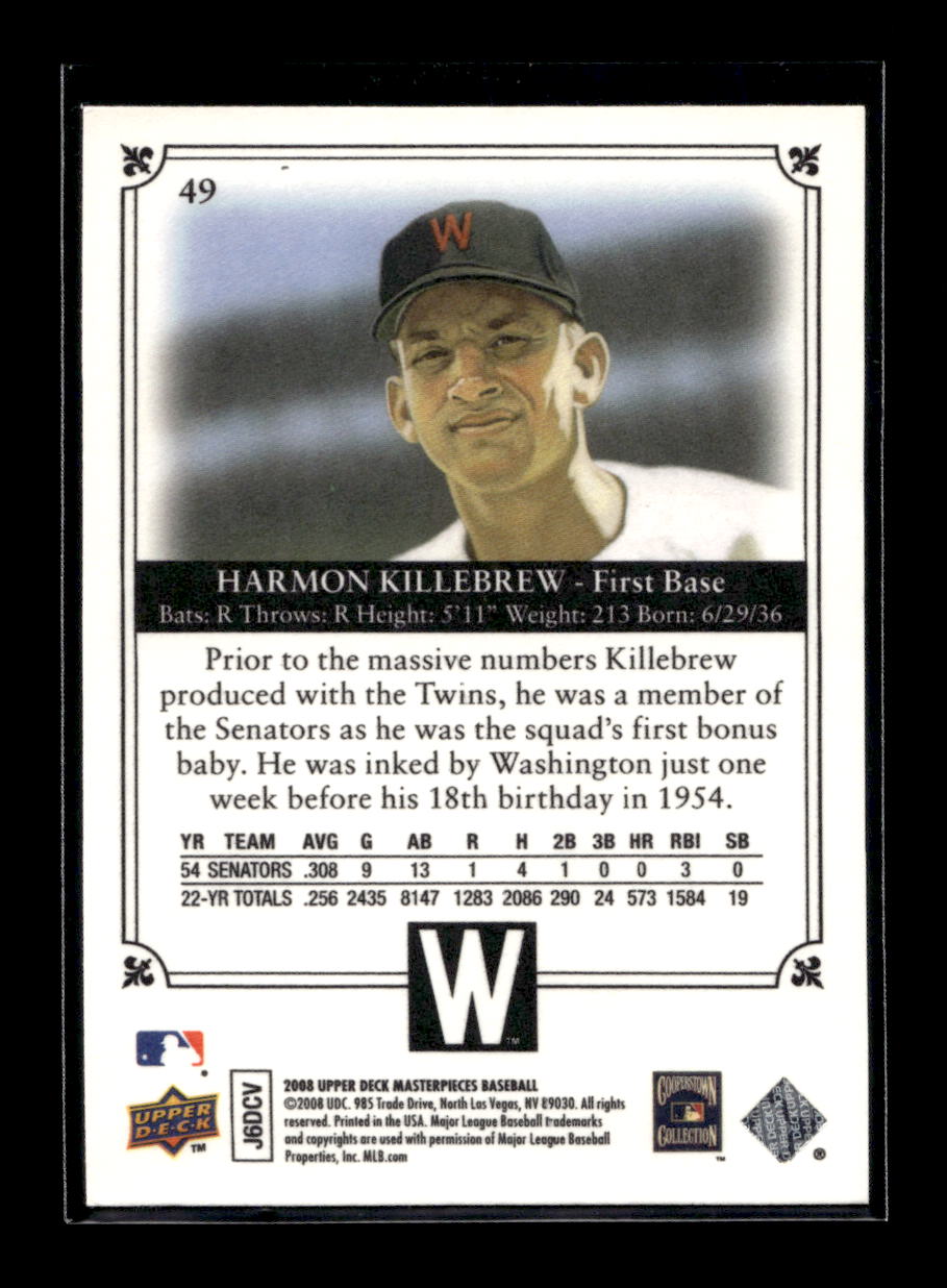2008 UD Masterpieces #49 Harmon Killebrew (Washington Senators)