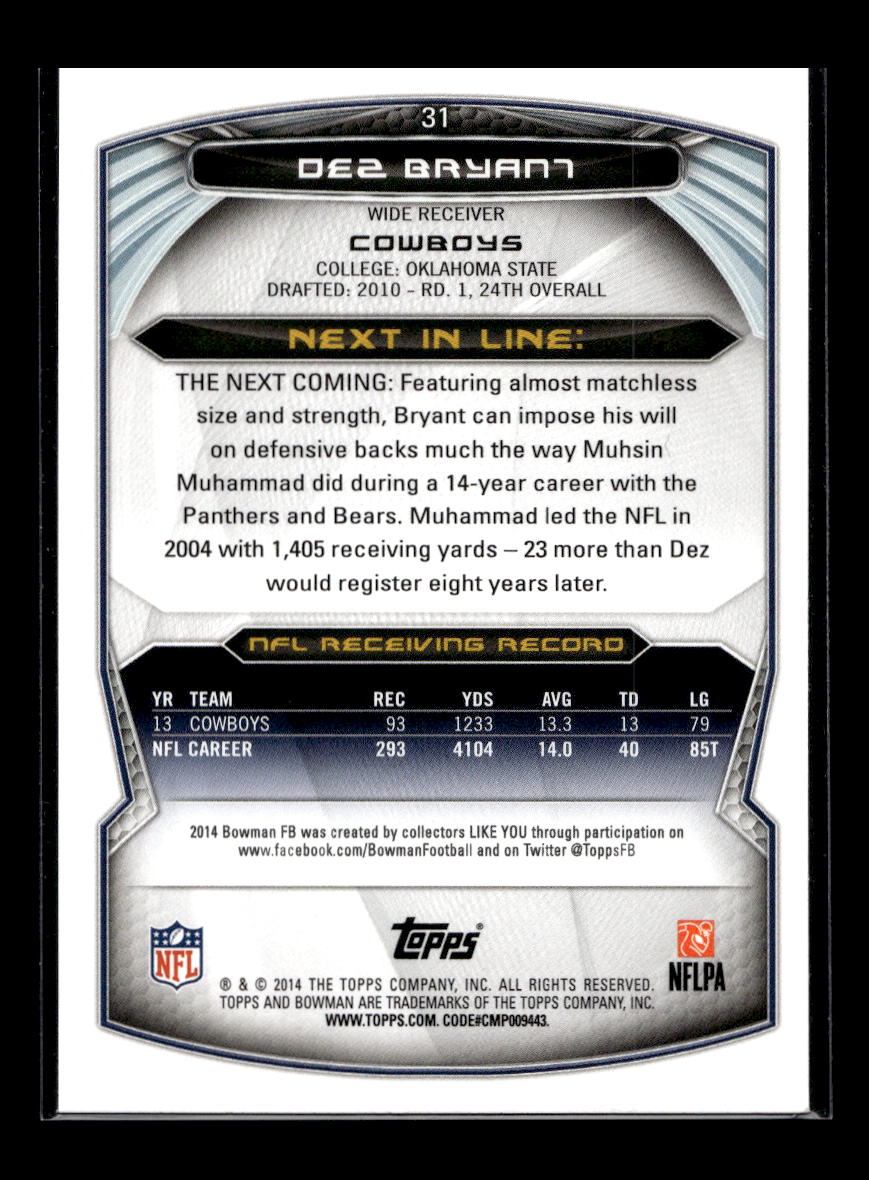 2014 Bowman #V31 Dez Bryant (Dallas Cowboys)