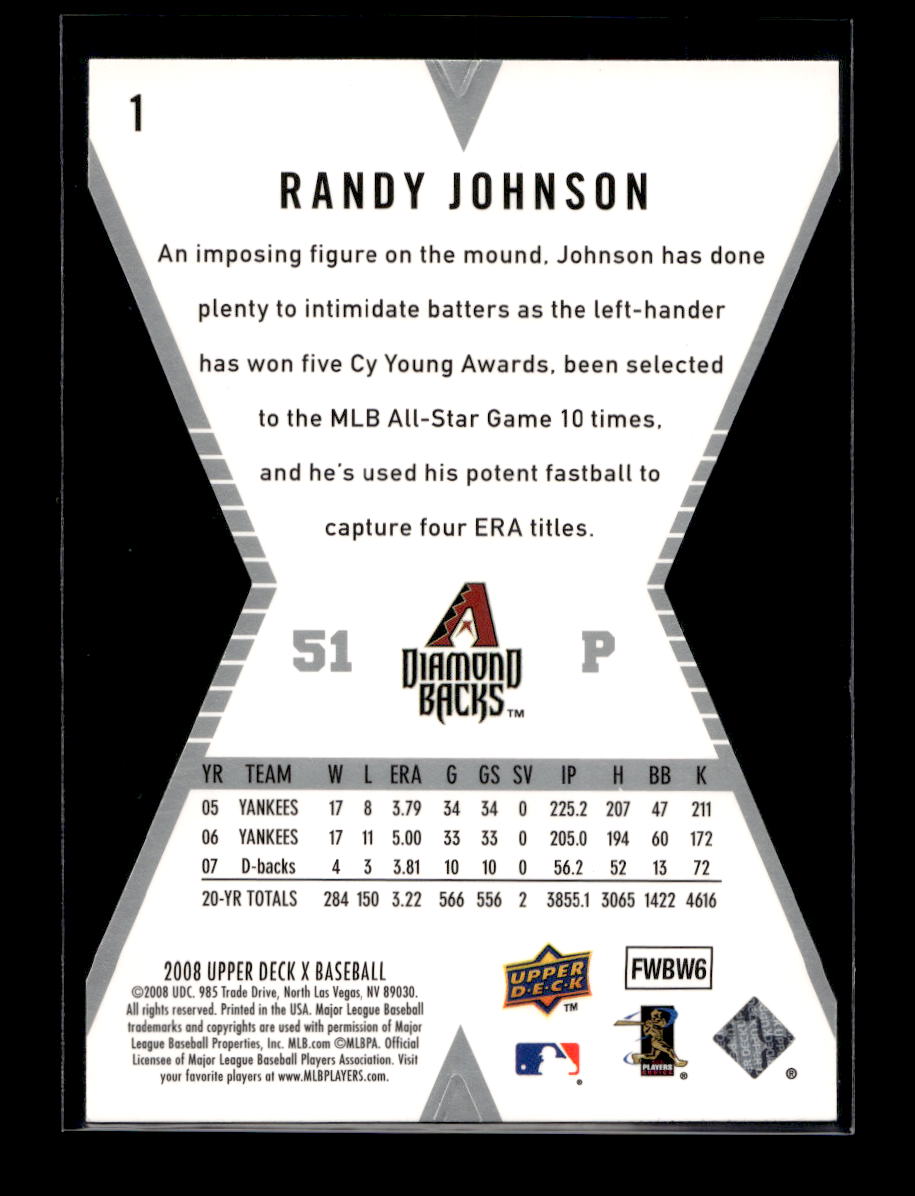 2008 Upper Deck X Die Cut #1 Randy Johnson (Arizona Diamondbacks)