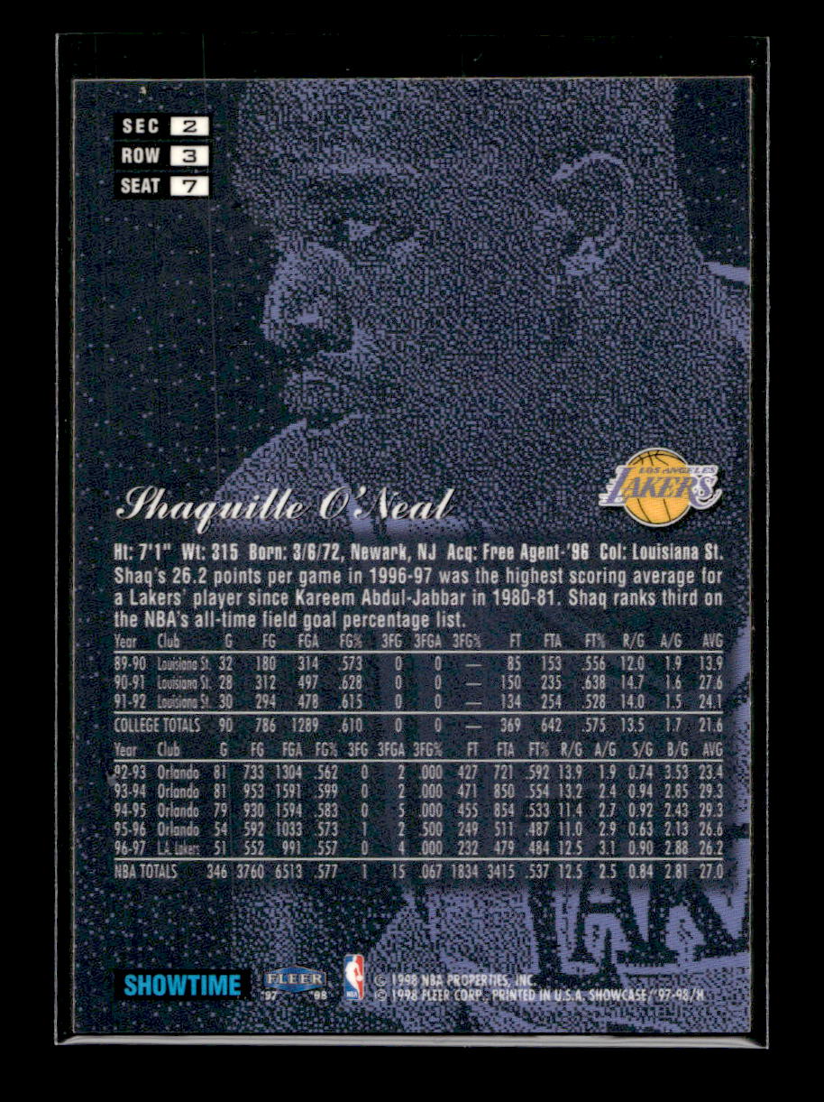 1997-98 Flair Showcase Row 3 #7 Shaquille O'Neal (Los Angeles Lakers)