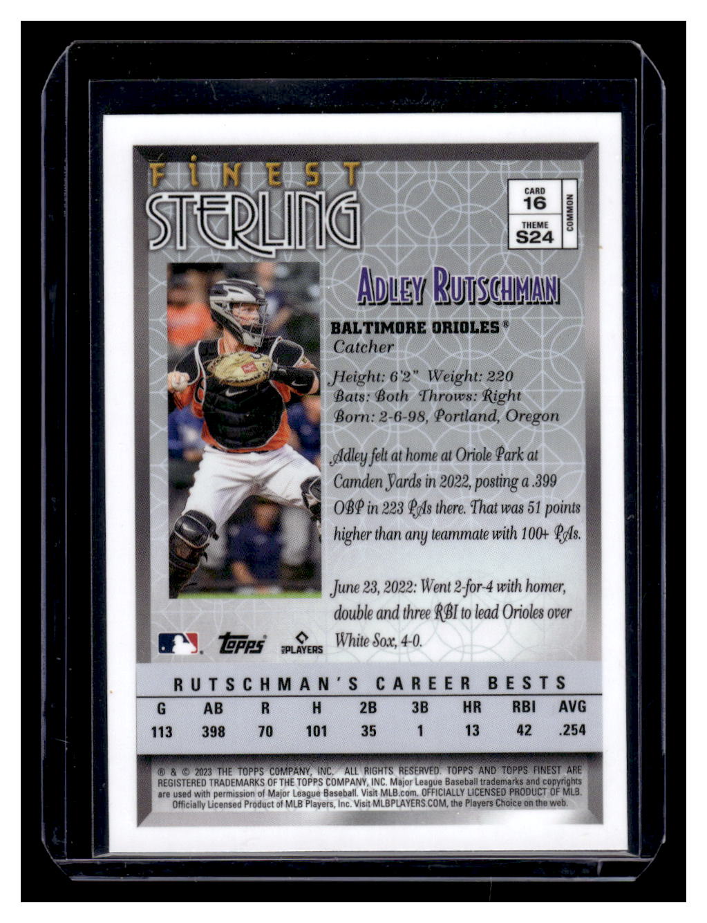2023 Topps Finest "Sterling" #16 Adley Rutschman Rookie RC (Baltimore Orioles)
