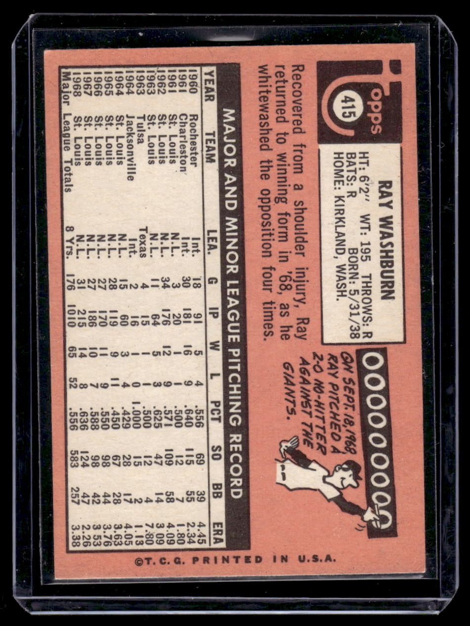 1969 Topps #415 Ray Washburn (St. Louis Cardinals)