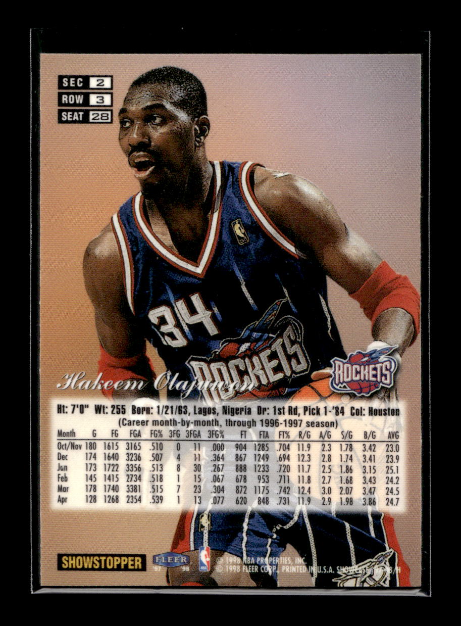 1997-98 Flair Showcase Row 3 #28 Hakeem Olajuwon (Houston Rockets)