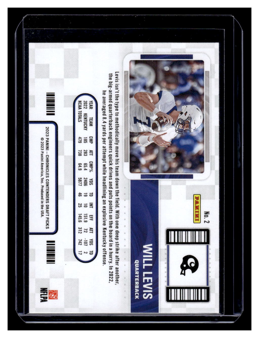 2023 Panini Chronicles Draft Picks Contenders College Ticket #2 Will Levis