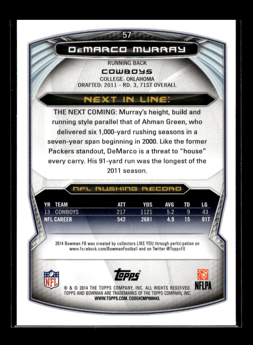 2014 Bowman #V57 DeMarco Murray (Dallas Cowboys)