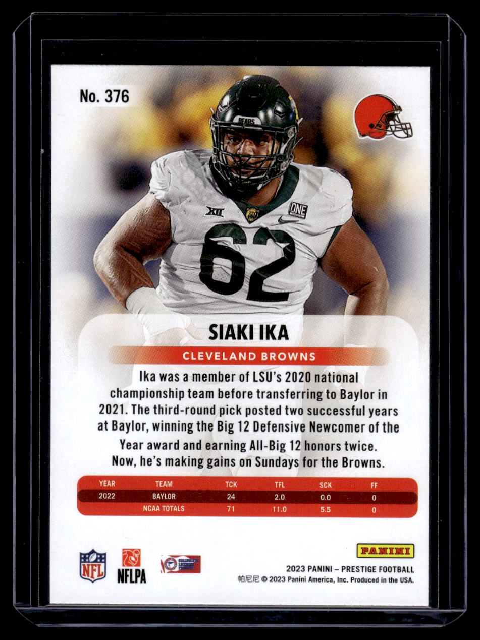 Panini Prestige "Extra Points" #376 Siaki Ika Rookie RC (Cleveland Brown)
