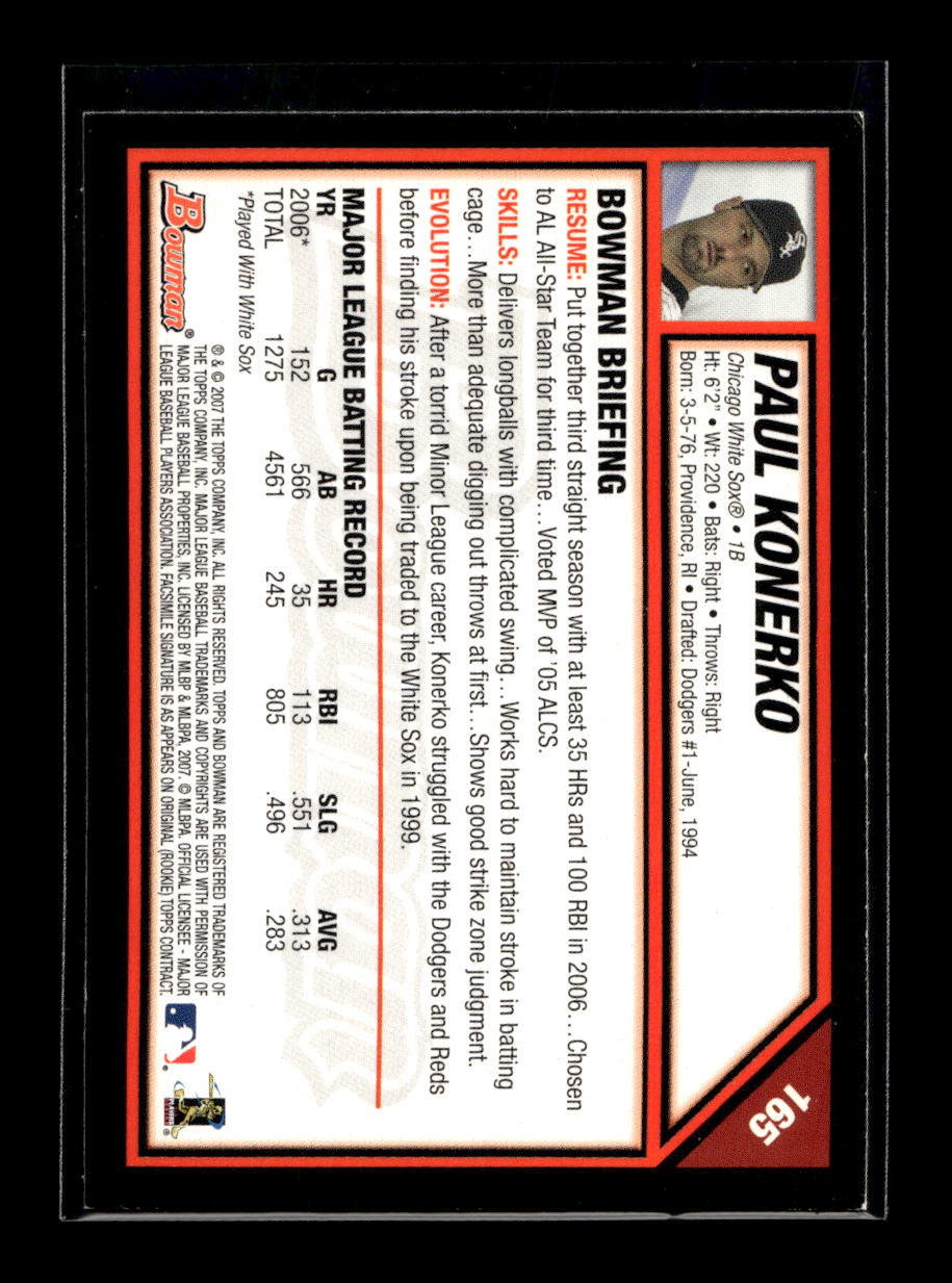 2007 Bowman Gold #165 Paul Konerko (Chicago White Sox)