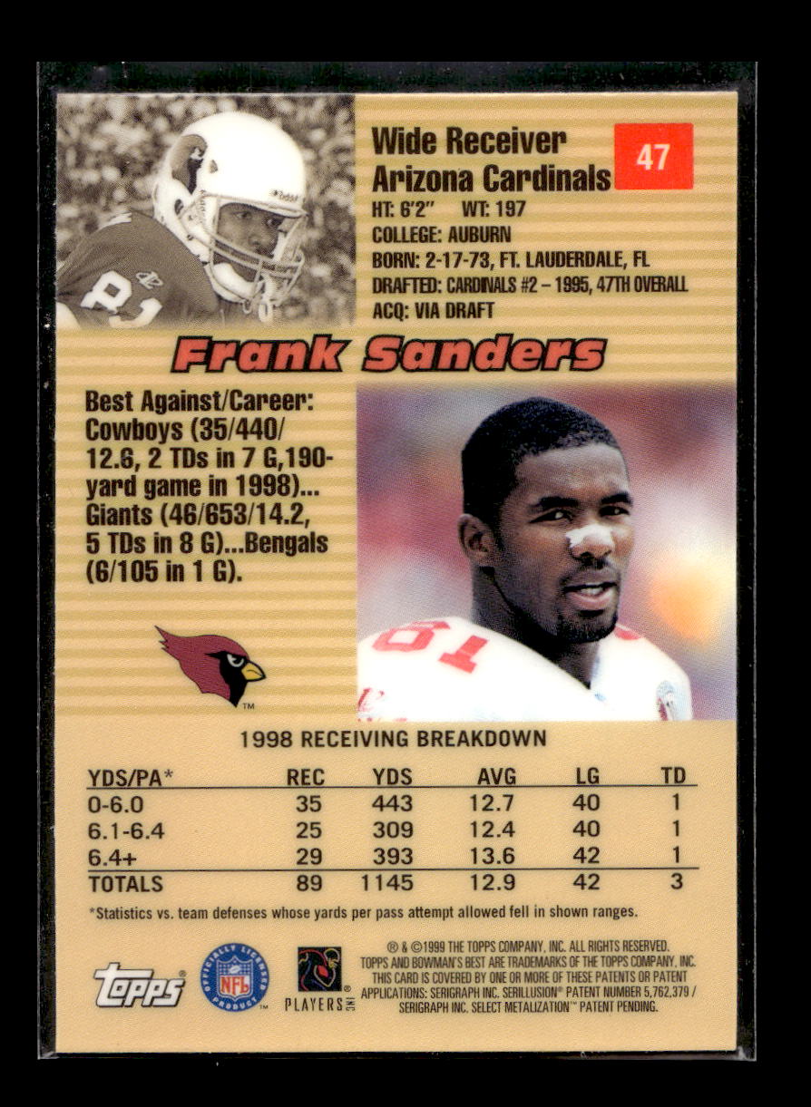 1999 Bowman's Best #47 Frank Sanders (Arizona Cardinals)