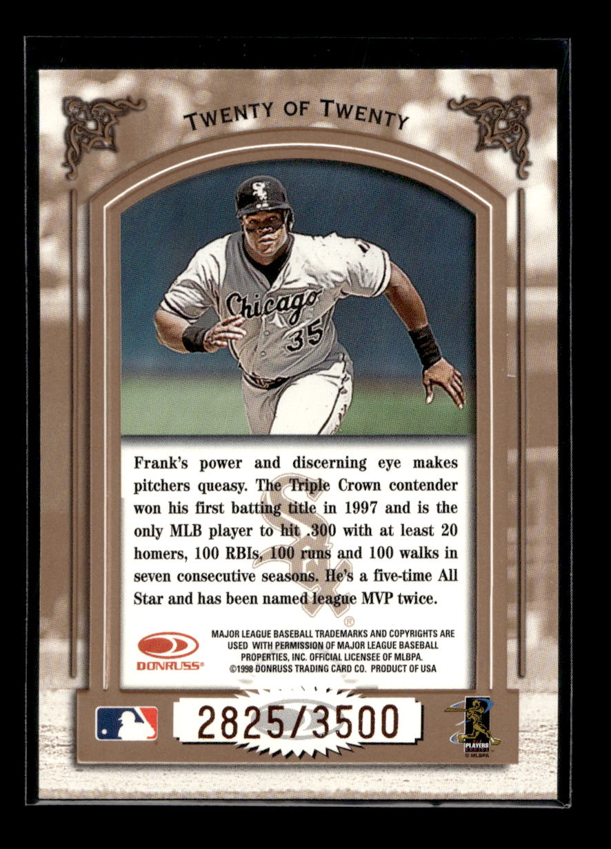 1998 Leaf Heading for the Hall #20 Frank Thomas #'d /3500 (Chicago White Sox)