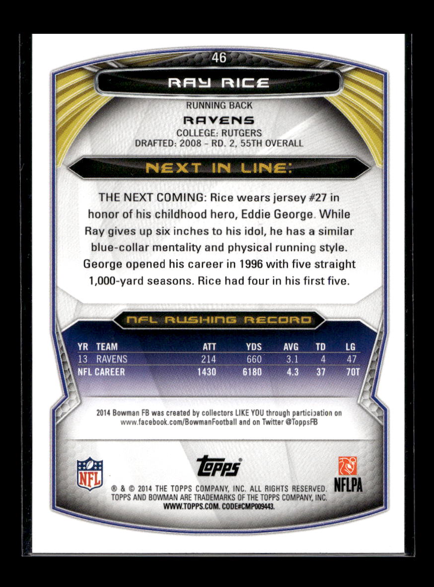 2014 Bowman #V46 Ray Rice (Baltimore Ravens)