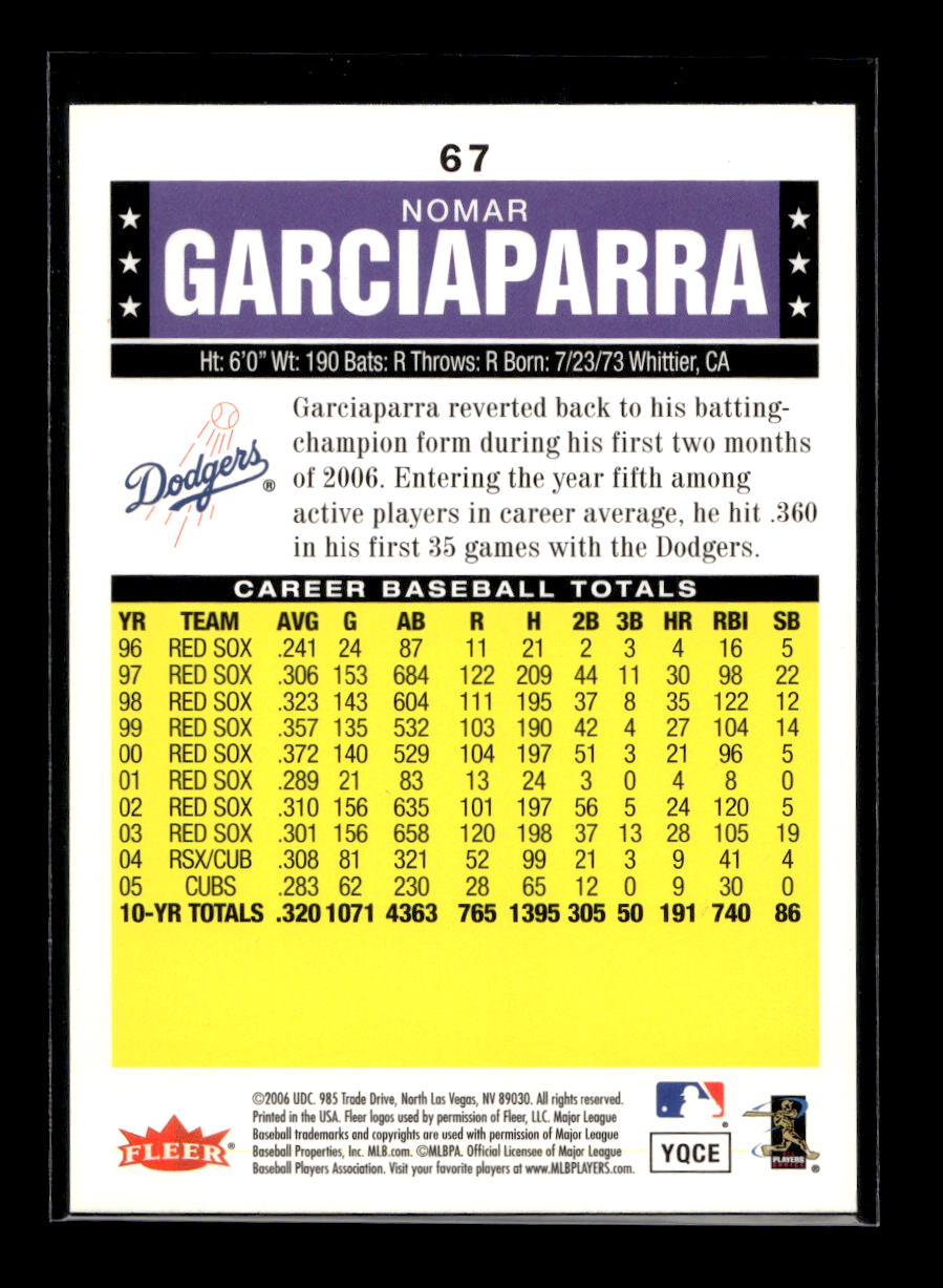 2006 Fleer Tradition #67 Nomar Garciaparra (Los Angeles Dodgers)
