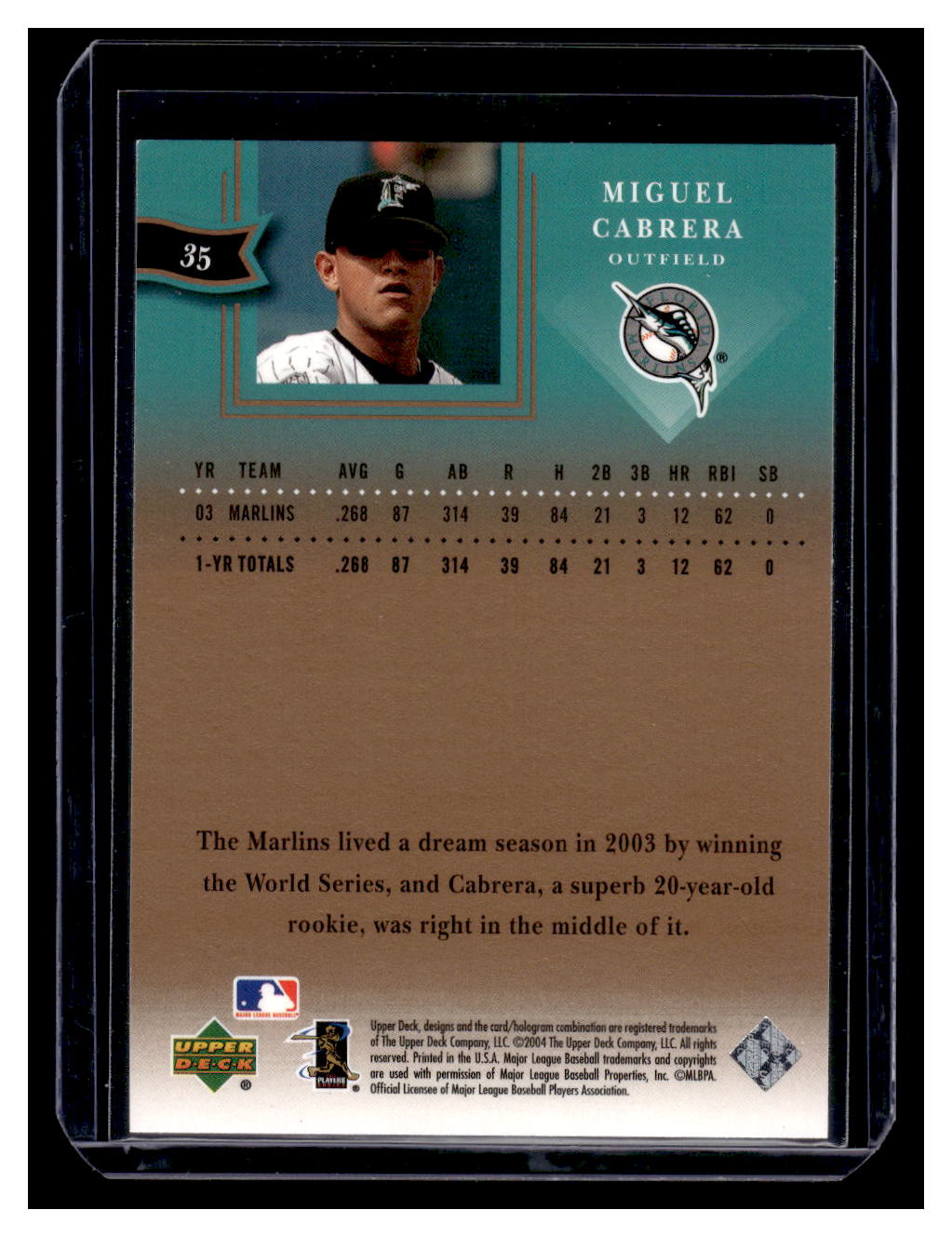 2004 Upper Deck Diamond Collection All-Star Lineup #35 Miguel Cabrera (Florida Marlins)